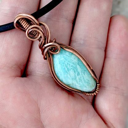Amazonite and Copper Pendant Amulet
