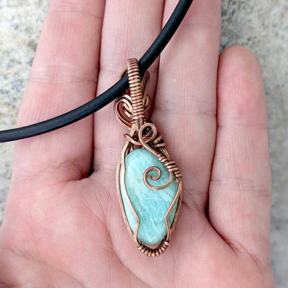Amazonite and Copper Pendant Amulet