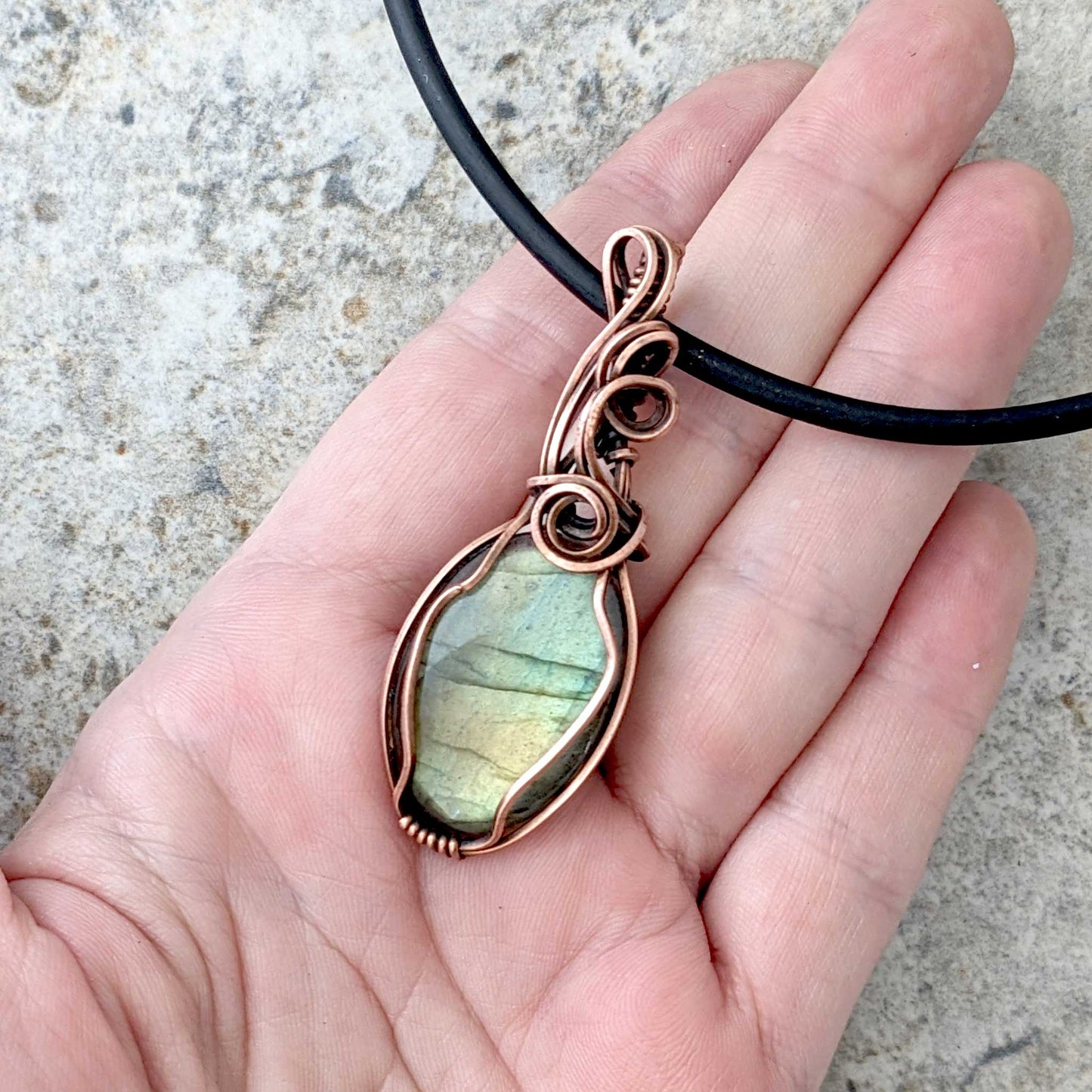 Labradorite and Copper Pendant Amulet