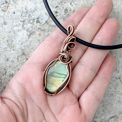 Labradorite and Copper Pendant Amulet