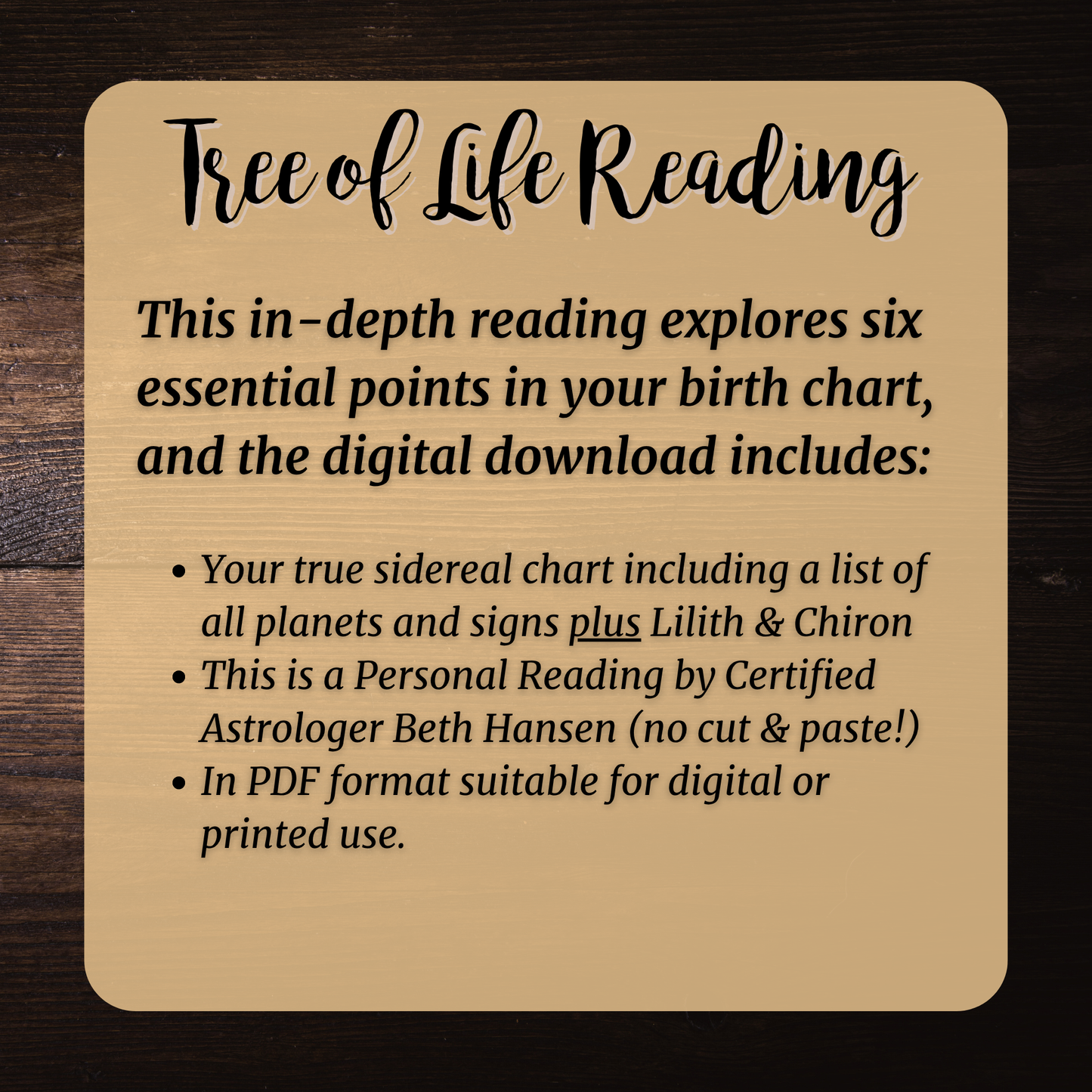 Tree of Life True Sidereal Astrology Reading - Email PDF