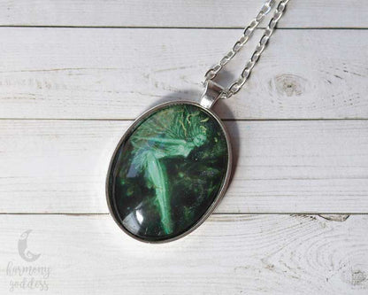 Faerie of The Green Pagan Fantasy Silver Necklace