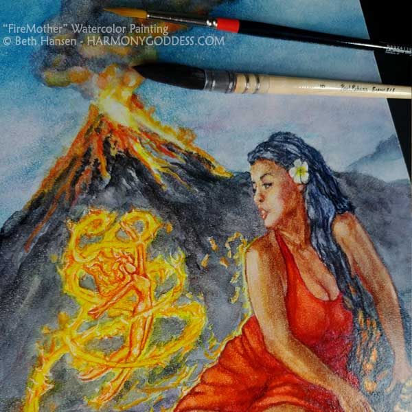 Fire Mother Water Color Painting